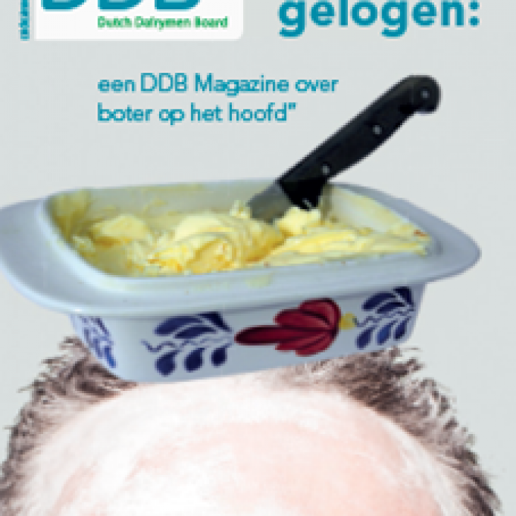 foto DDB magazine juli 2016: "Eerlijke gelogen: een DDB magazine over boter op je hoofd"